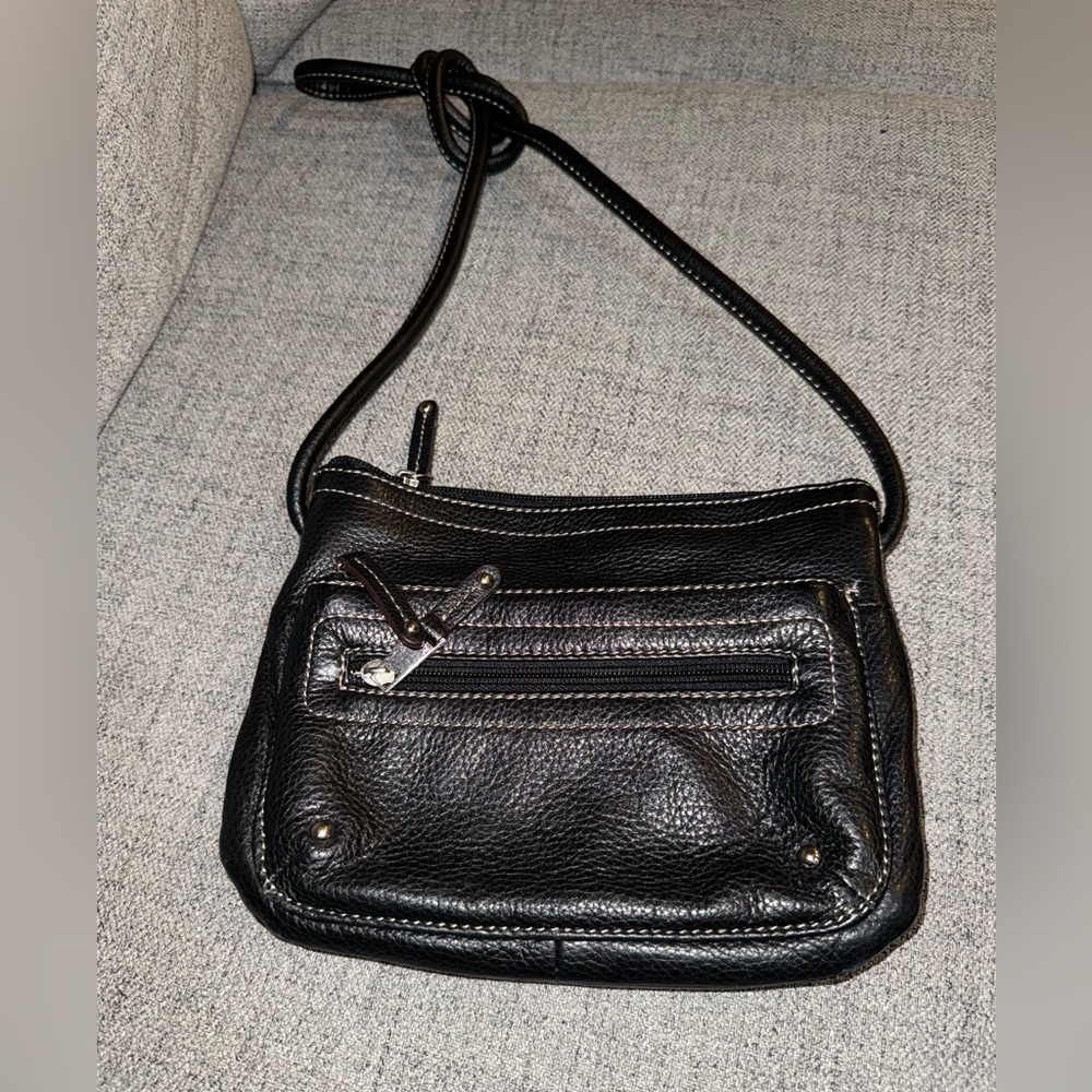 Tignanello Black Leather Crossbody Bag